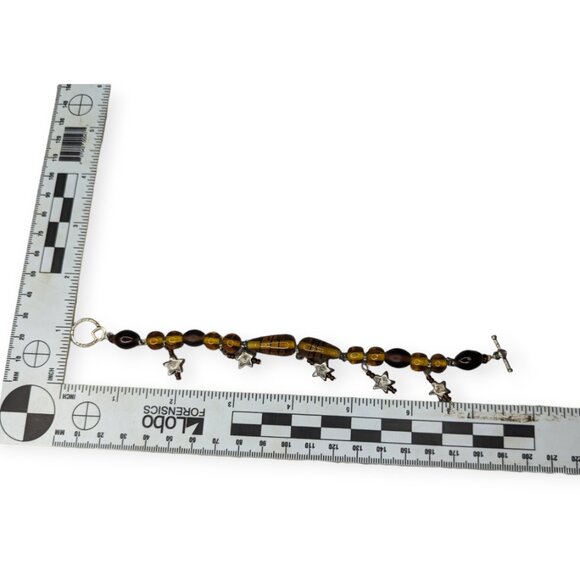 Amber Glass Colored Bracelet with Star Accents - Picture 3 of 3